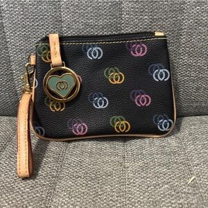 Chic Black Multicolor Patterned Wristlet